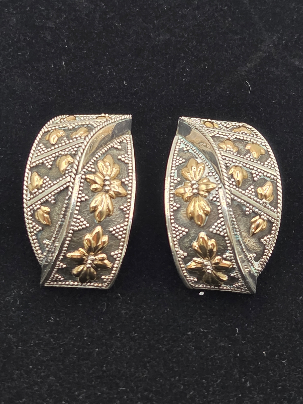 John Hardy 18K Yellow Gold & Sterling Silver Floral Half Hoop Clip-On Ear Clips